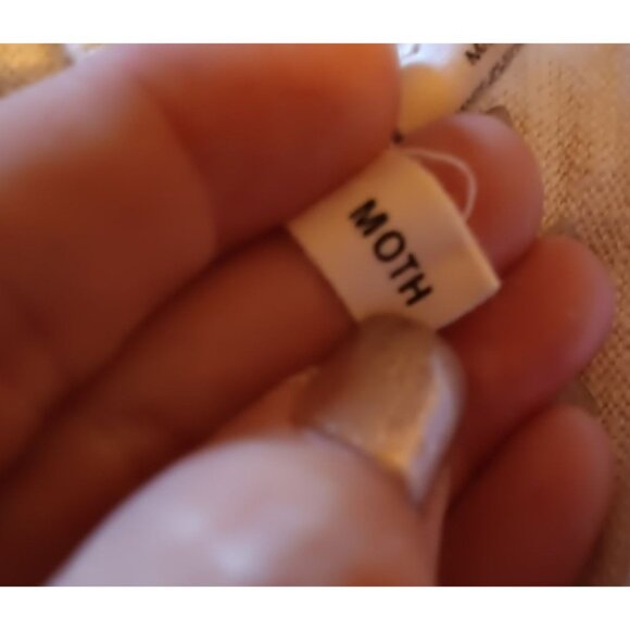 Moth Anthropologie Cream Ivory Medium Sweater, Sheer Arm Stripe, Long Sleeve - Picture 5 of 6